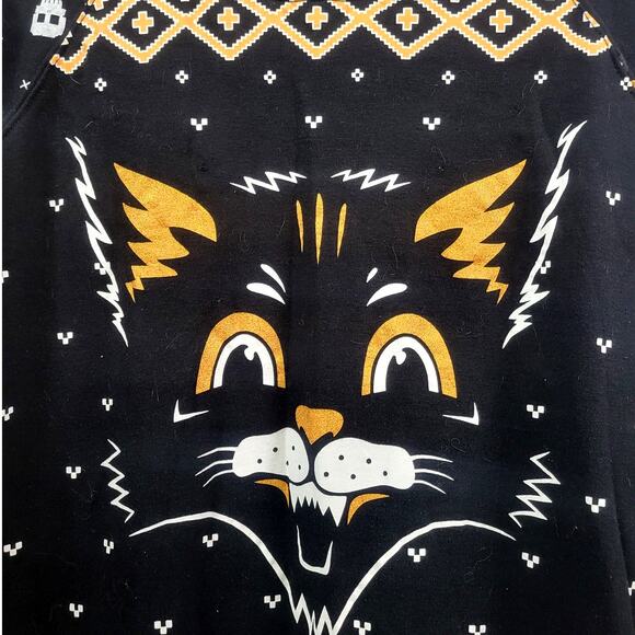 Junior Black Halloween Sweatshirt Kitty Cat Sweat Shirt XXXL (21) - Picture 2 of 8